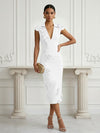 Jersey Sheath Stand Colla Cocktail Dresses with Slit