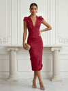 Jersey Sheath Stand Colla Cocktail Dresses with Slit