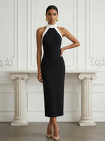 Jersey Sheath Halter Cocktail Dresses with Side Slit