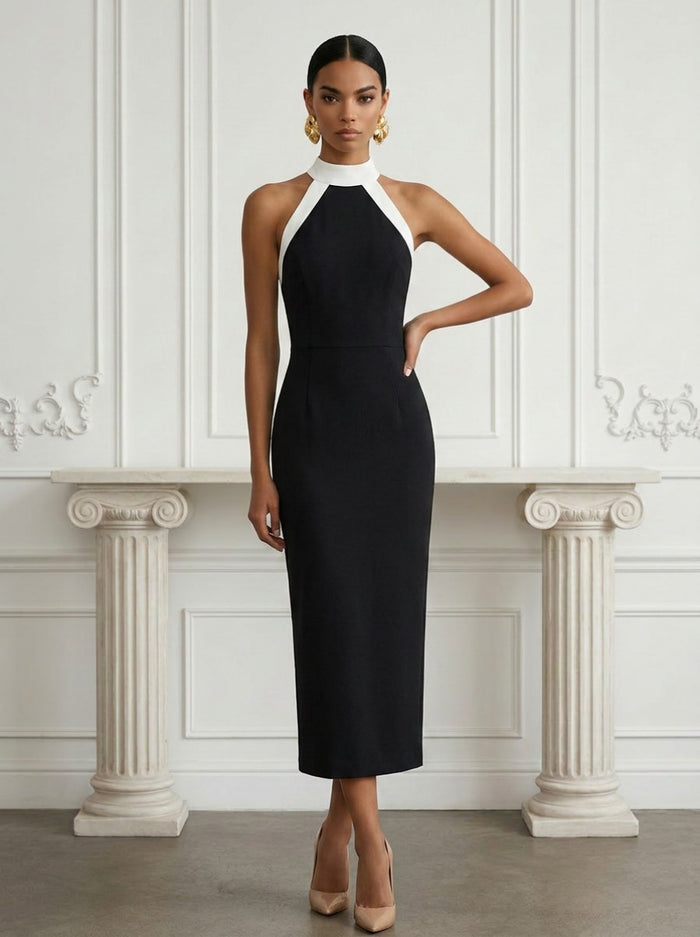 Jersey Sheath Halter Cocktail Dresses with Side Slit