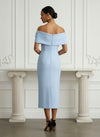 Jersey Sheath Off the Shoulder Cocktail Dresses with 3D Flowers