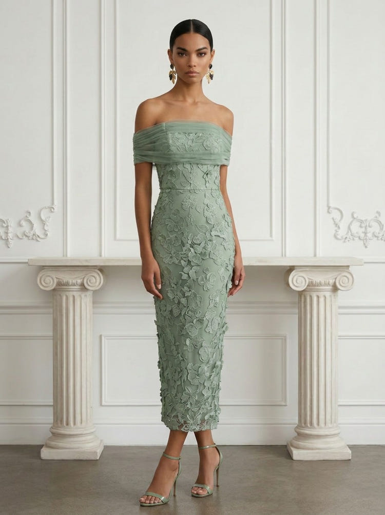 Tulle Sheath Strapless Cocktail Dresses with 3D Flowers