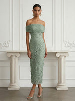 Tulle Sheath Strapless Cocktail Dresses with 3D Flowers
