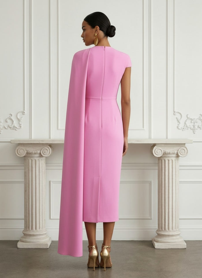 Jersey Sheath High Neck Cocktail Dresses with Sash
