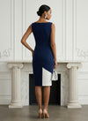 Jersey Sheath Boat Neck  Pleated Cocktail Dresses