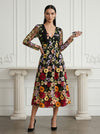 Tulle A-Line V Neck Cocktail Dresses with Floral Embroidery