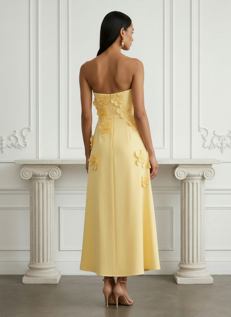 Jersey A-Line Strapless Cocktail Dresses with 3D Flowers