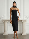 Jersey Sheath Strapless Cocktail Dresses with Scarf