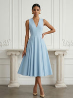 Jersey A-Line V Neck Pleated Cocktail Dresses