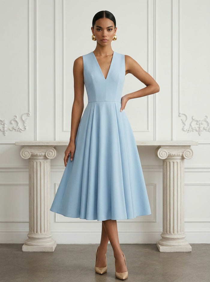 Jersey A-Line V Neck Pleated Cocktail Dresses
