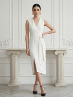 Jersey Sheath V Neck Cocktail Dresses with Bow