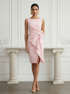 Jersey Sheath Boat Neck  Cocktail Dresses with Bow