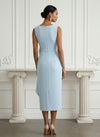 Jersey Sheath Boat Neck  Cocktail Dresses with Bow