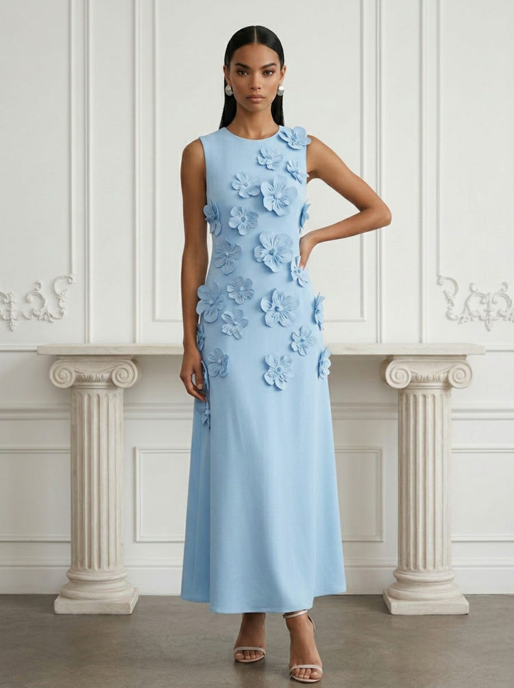 Jersey A-Line Crew Neck Cocktail Dresses with 3D Flowers