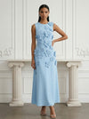 Jersey A-Line Crew Neck Cocktail Dresses with 3D Flowers
