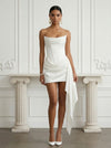 Satin Sheath Strapless Cocktail Dresses with Ruffles