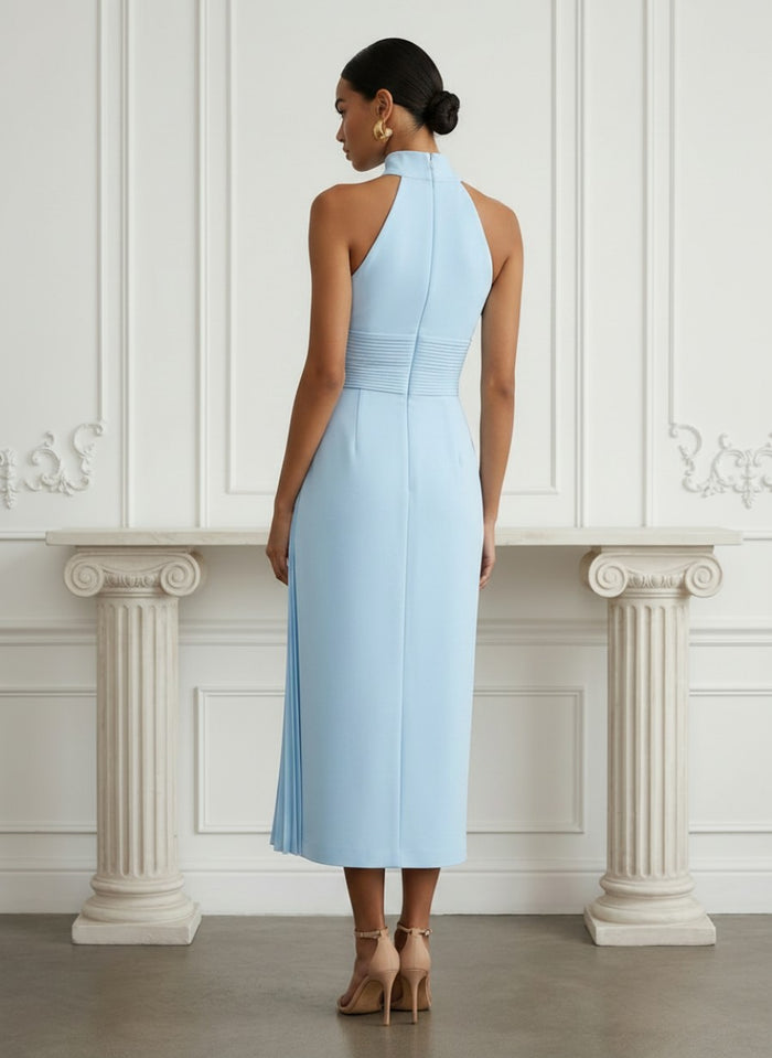 Chiffon Sheath Halter Delicate Pleated Cocktail Dresses