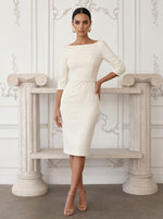 Jersey Sheath Boat Neck  Cocktail Dresses with Slit