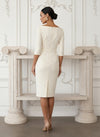 Jersey Sheath Boat Neck  Cocktail Dresses with Slit