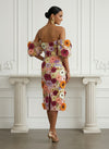 Tulle Sheath Off the Shoulder Cocktail Dresses with 3D Flowers