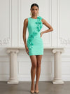 Jersey Sheath Crew Neck Cocktail Dresses with 3D Flowers