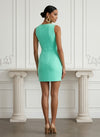 Jersey Sheath Crew Neck Cocktail Dresses with 3D Flowers