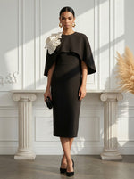 Jersey Sheath Crew Neck Cocktail Dresses with Caps