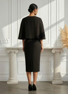 Jersey Sheath Crew Neck Cocktail Dresses with Caps