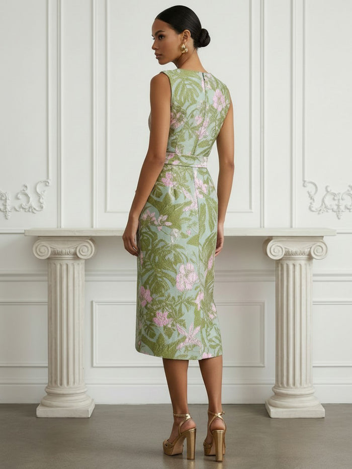Jacquard Sheath V Neck Cocktail Dresses with Bow