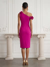 Jersey Sheath One Shoulder Cocktail Dresses with 3D Flowers