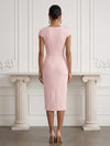 Jersey Sheath Asymmetric Neck Cocktail Dresses with 3D Flowers