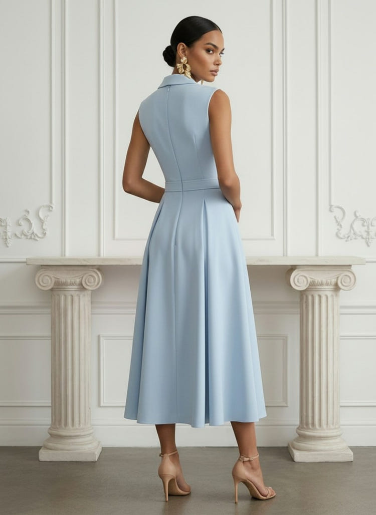 Satin A-Line V Neck Cocktail Dresses with Belt
