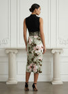 Satin Sheath High Neck Floral Print Cocktail Dresses