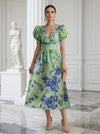 Jacquard A-Line V Neck Pleated Cocktail Dresses