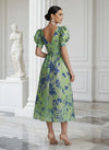 Jacquard A-Line V Neck Pleated Cocktail Dresses