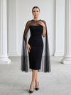 Jersey Sheath Crew Neck Cocktail Dresses with Caps