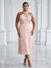 Satin A-Line Halter Pleated Cocktail Dresses