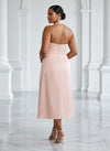 Satin A-Line Halter Pleated Cocktail Dresses