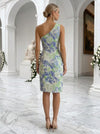 Jacquard Sheath One Shoulder Cocktail Dresses with Side Slit
