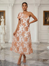 Jacquard A-Line One Shoulder Cocktail Dresses with Bow