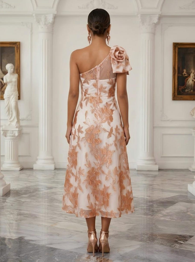 Jacquard A-Line One Shoulder Cocktail Dresses with Bow