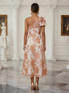 Jacquard A-Line One Shoulder Cocktail Dresses with Bow