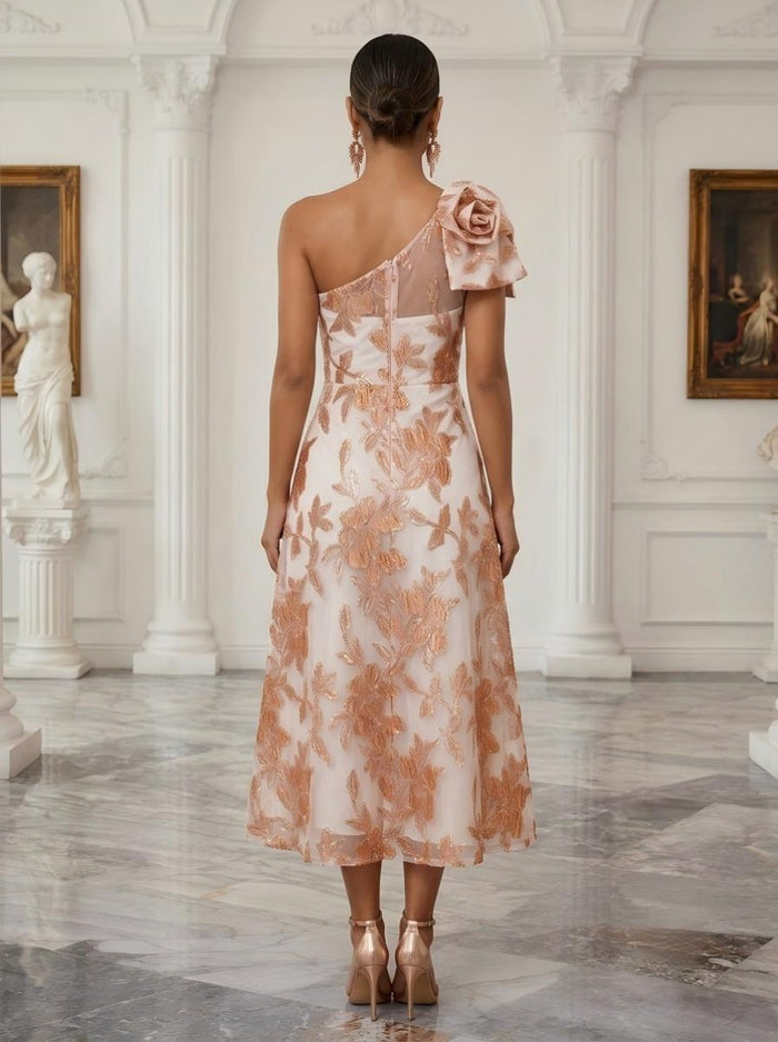 Jacquard A-Line One Shoulder Cocktail Dresses with Bow