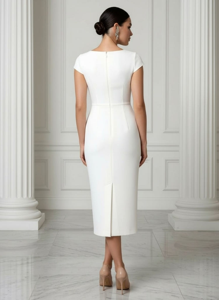 Satin Sheath Crew Neck Cocktail Dresses with Irregular Hem