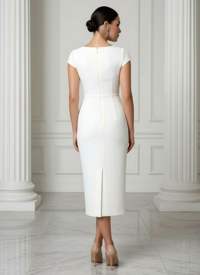 Satin Sheath Crew Neck Cocktail Dresses with Irregular Hem