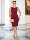 Satin Sheath Crew Neck Cocktail Dresses with Irregular Hem