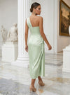 Satin Sheath One Shoulder Pleated Cocktail Dresses