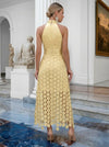 Satin A-Line High Neck Disc Rows Cocktail Dresses