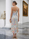 Tulle Sheath One Shoulder Floral Embroidery Cocktail Dresses