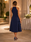Chiffon A-Line Crew Neck Cocktail Dresses with 3D Flowers